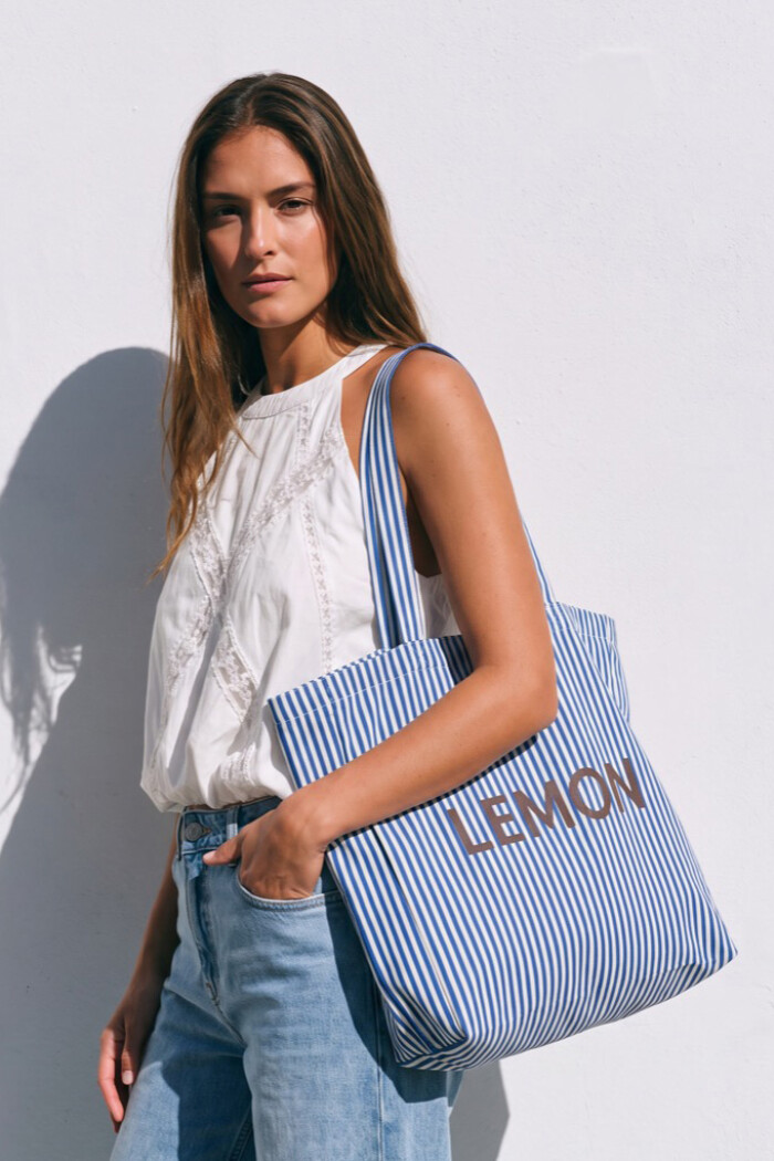 Maxi Bolso De Algodon Azul