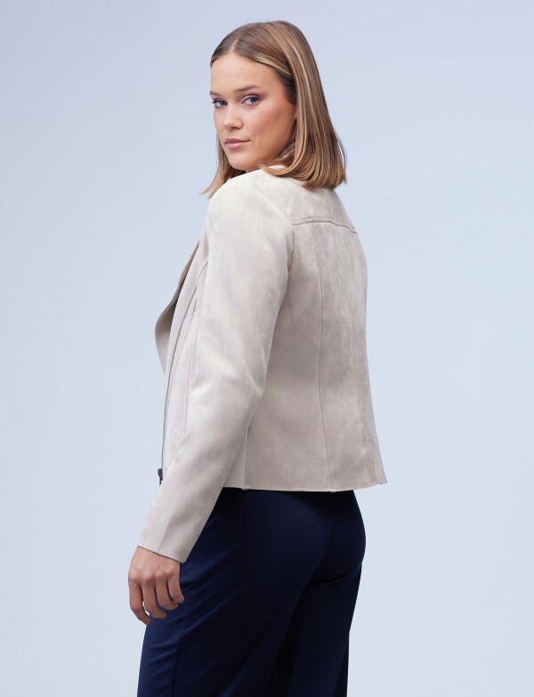 Chaqueta Suede Zip BEIGE