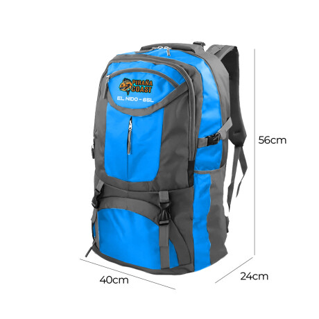Mochila Camping El Nido 65 L + Riñonera Trekking Azul