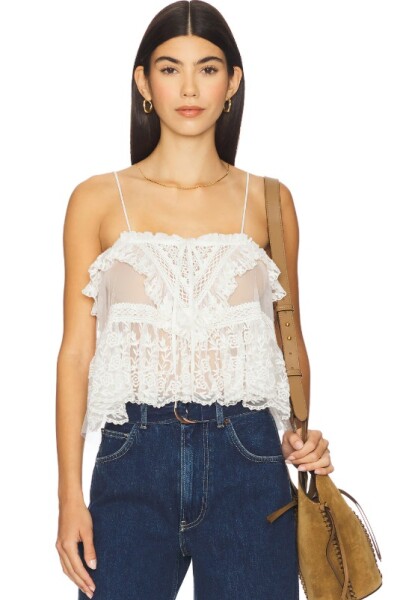 SOFIA EMBROIDERED TANK Marfil