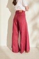 PANTALON WIDE XL LINEN SS27 Bordo