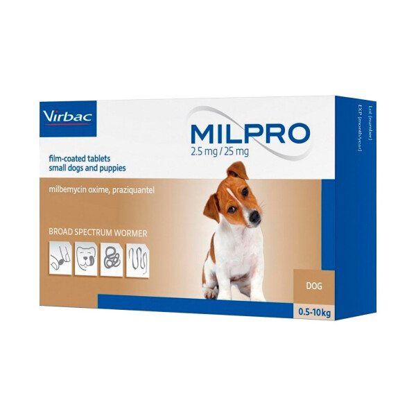 DESPARASITANTE MILPRO VIRBAC PERROS 2,5/25MG DESPARASITANTE MILPRO VIRBAC PERROS 2,5/25MG
