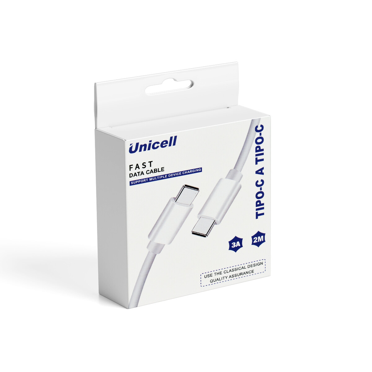 Cable Unicell Tipo-C a Tipo-C 2 metros color blanco 