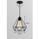 Lampara Colgante Jaula Diamante LED + Bombita Negro