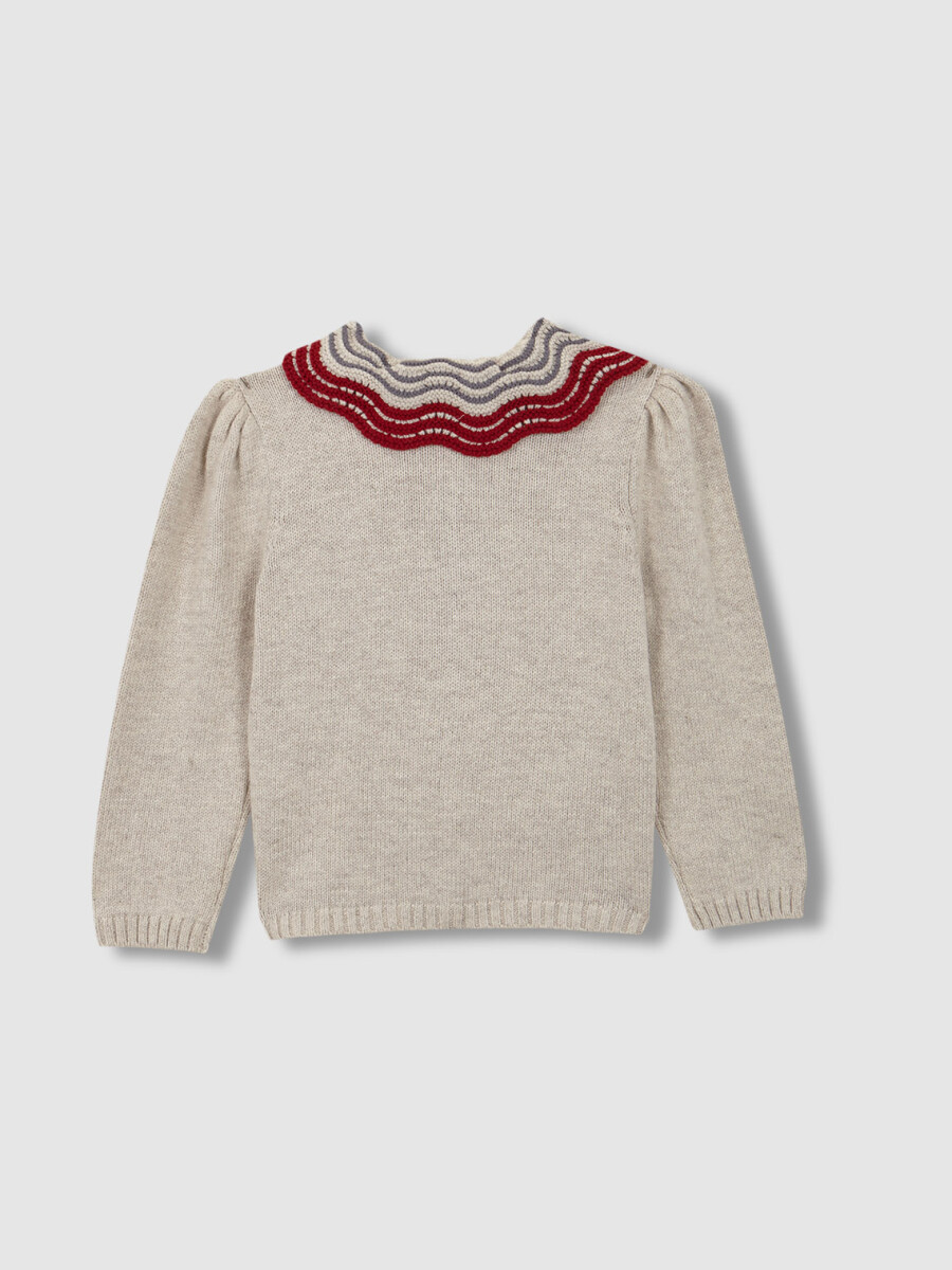 Chaqueta De Punto Cuello Especial Piedra Melange