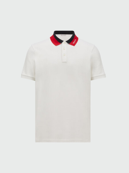 Moncler - Polo de Algodón con Parche con Logotipo Blanco