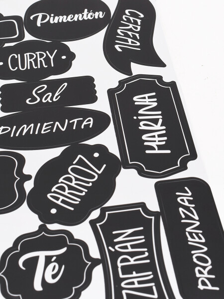 STICKERS PARA FRASCOS COCINA PACK X2 NEGRO