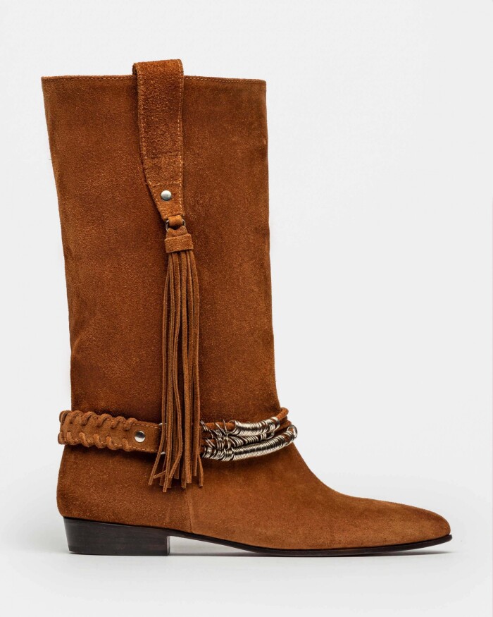 Bota Caña Media Amazonia En Cuero Gamuzado Cuoio