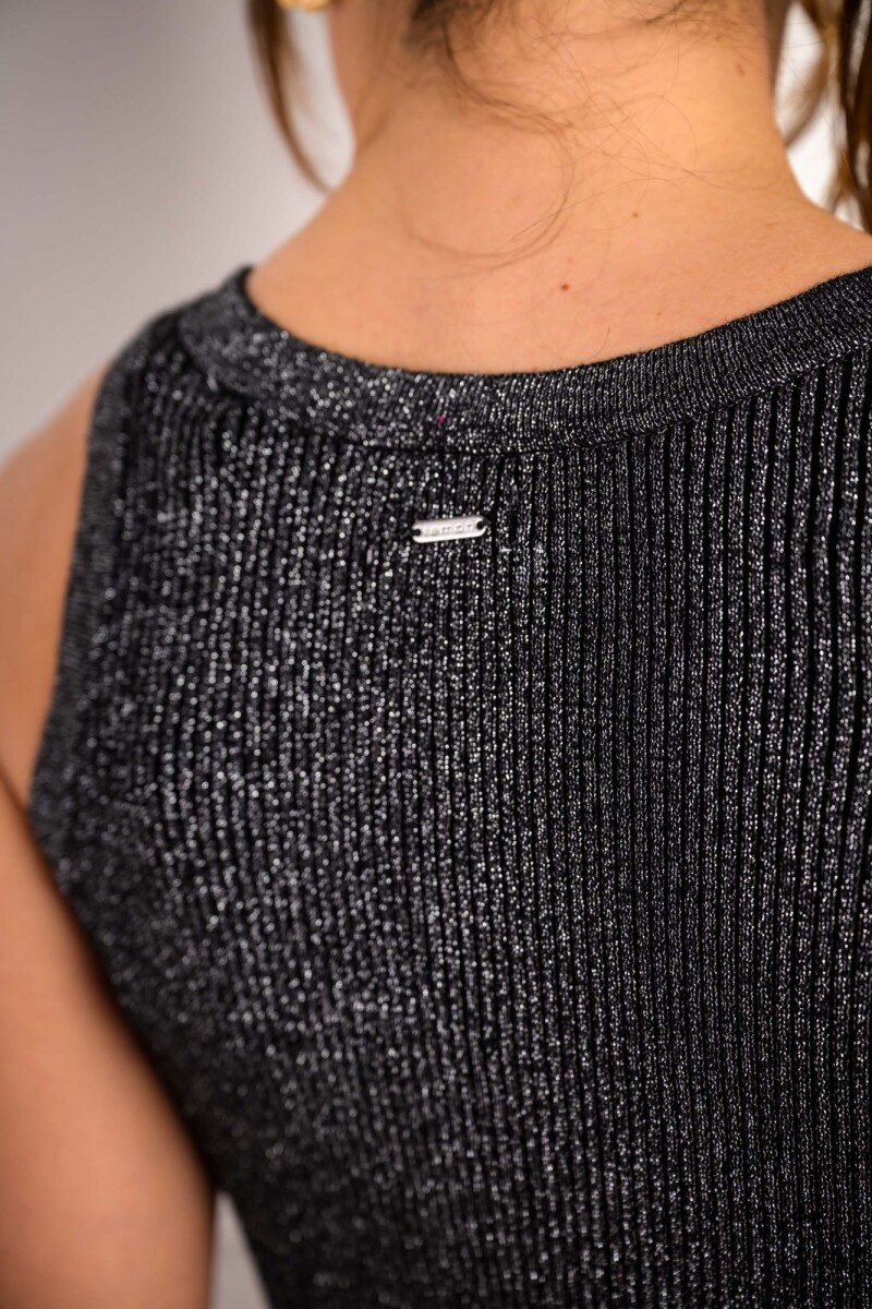 Top Metalizado Negro