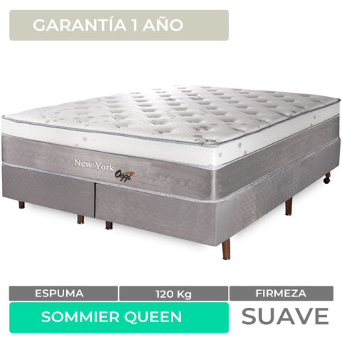 Conjunto Sommier New York Base Dividida y Colchón Queen Espuma, EPS y Muelles Ensacados 120 Kg Conjunto Sommier New York Base Dividida y Colchón Queen Espuma, EPS y Muelles Ensacados 120 Kg