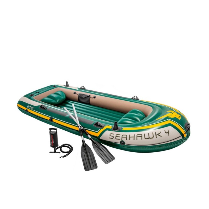 INTEX BOTE GOMÓN INFLABLE SEAHAWK 4 PERSONAS SERIE SPORT SET +REMOS +INFLADOR Intex Bote Gomón Inflable Seahawk 4 Personas Serie Sport Set +remos +inflador