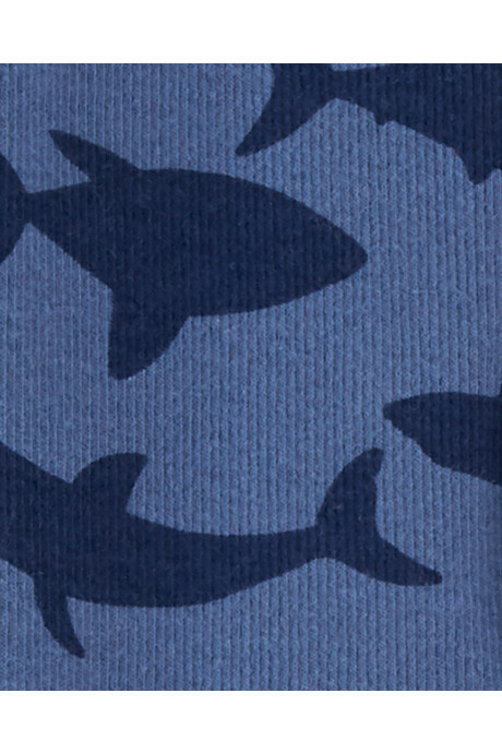 Pijama una pieza de algodón con pie, diseño tiburones Sin color