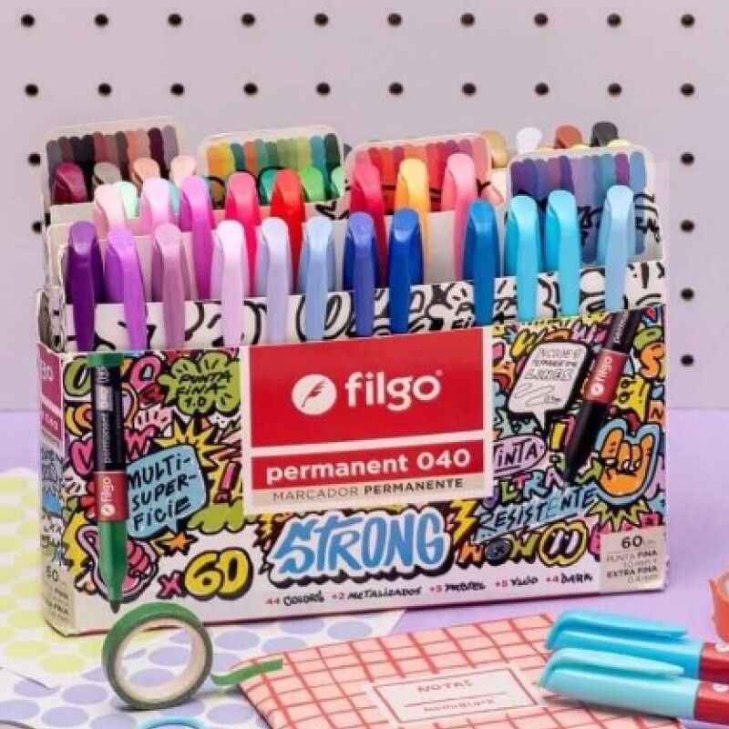 Filgo marcador permanente 040 fino- Estuche 60 surtido Filgo Marcador Permanente 040 Fino- Estuche 60 Surtido