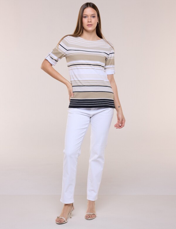 Remera Marinera De Algodon MULTI/BEIGE