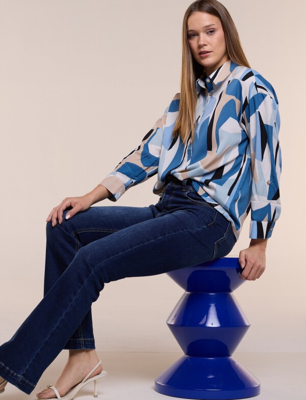 Blusa Estampado Abstracto MULTI/AZUL