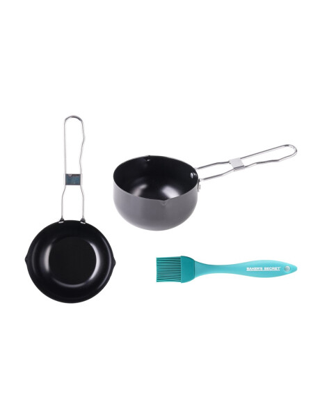 SET CACEROLA 12CM + PINCEL 20CM ACERO/SILICONA SET CACEROLA 12CM + PINCEL 20CM ACERO/SILICONA