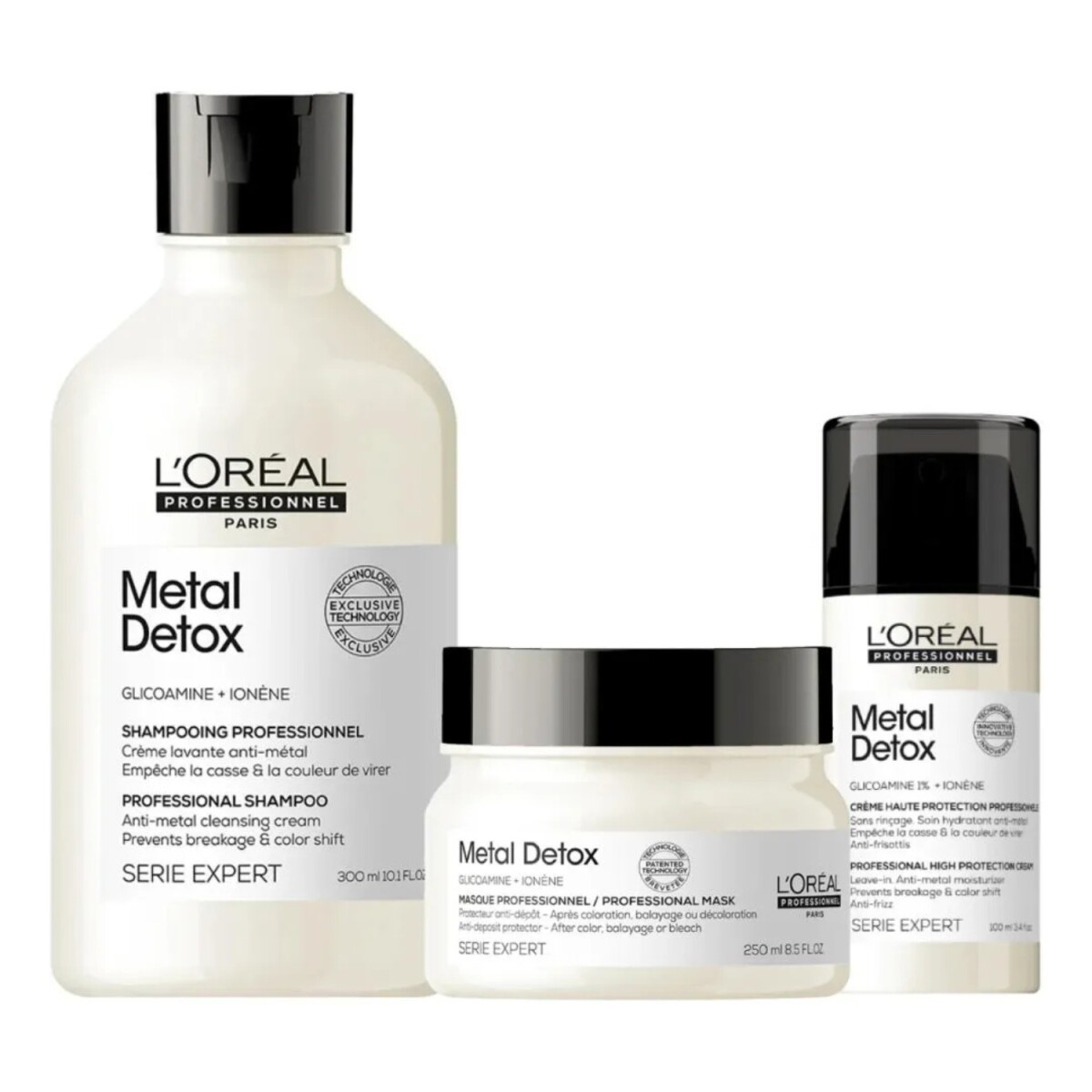 Pack Loreal Prof Metal Detox Shampoo,máscara Y Tratamiento 