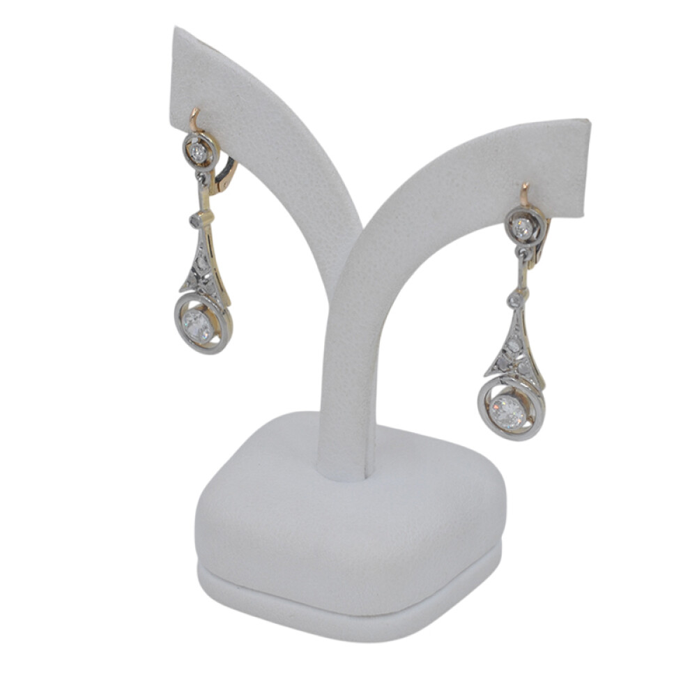 Caravanas antiguas en oro 18k con brillantes y diamantes Caravanas antiguas en oro 18k con brillantes y diamantes
