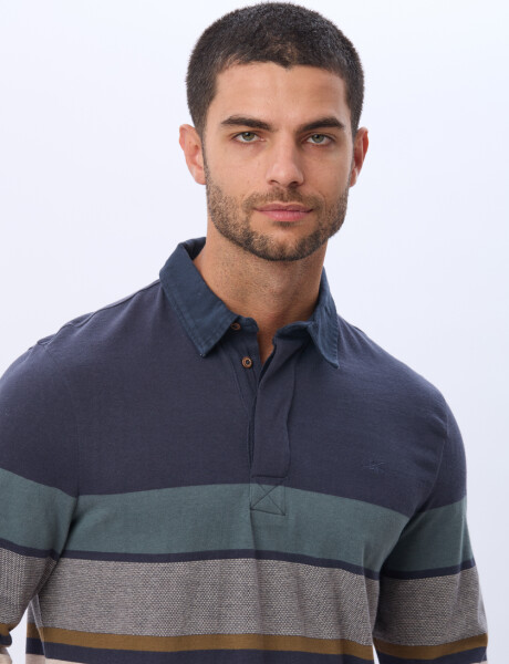REMERA POLO RAYADA DE ALGODÓN Beige