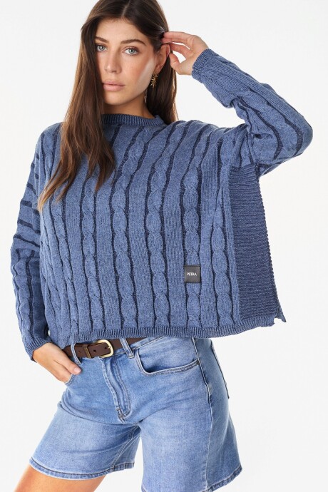 Sweater Oceano Crop Azul Piedra