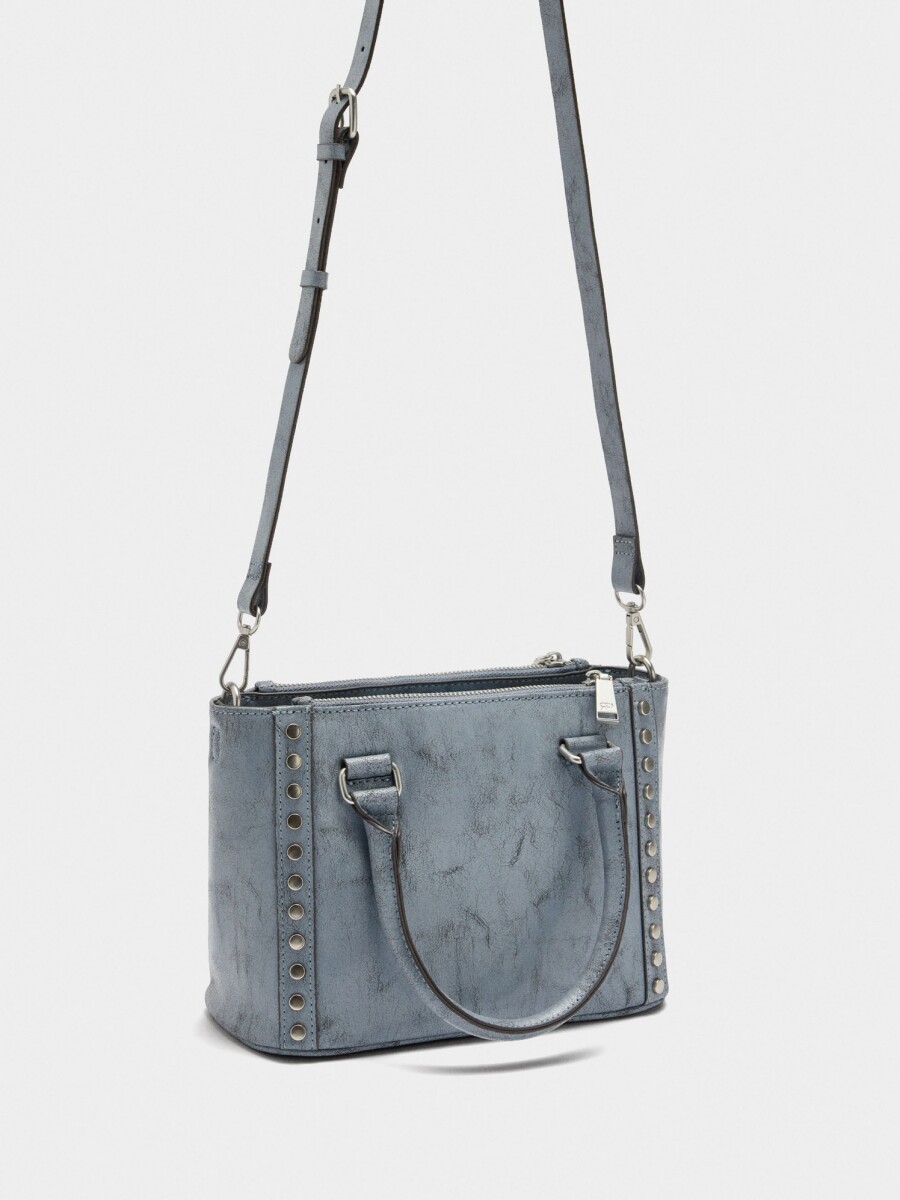 Bolso Tote Con Tachuelas azul