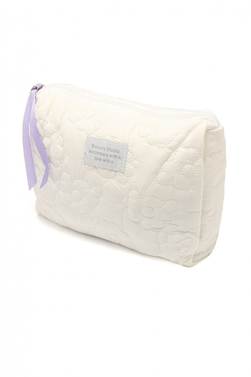 Estuche Matelaseado Flores - Blanco 