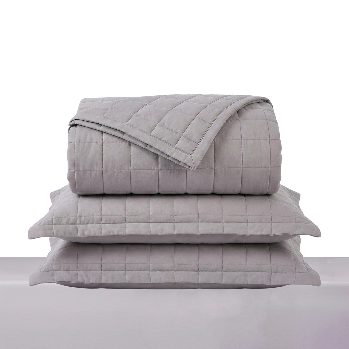 Acolchado mas Fundas 2 Plazas - Basic 200 Hilos - Gris 