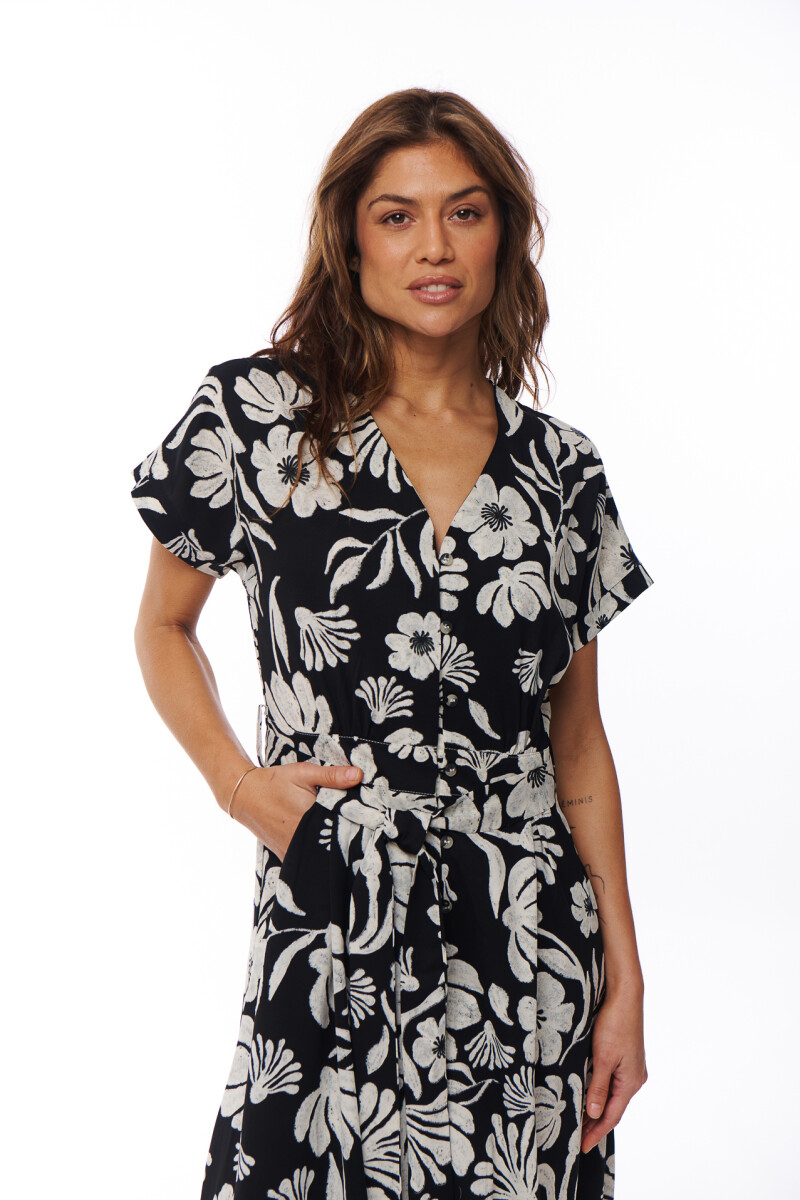 VESTIDO LILIA ESTAMPADO NEGRO Y BLANCO