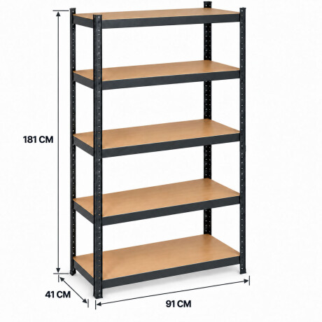 Estantería Metálica Madera 5 Estantes Reforzada Negro