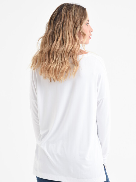 Remera manga larga escote en V Blanco