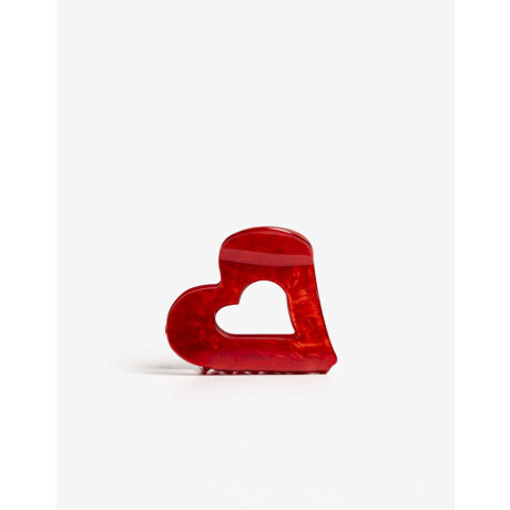 Broche Acrílico Corazón Calado Rojo Burdeaux