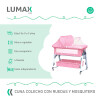 Cuna Colecho Moises con Ruedas y Mosquitero Bebe Rosa