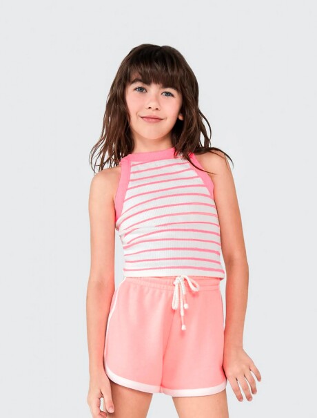 MUSCULOSA INFANTIL A RAYAS ROSA