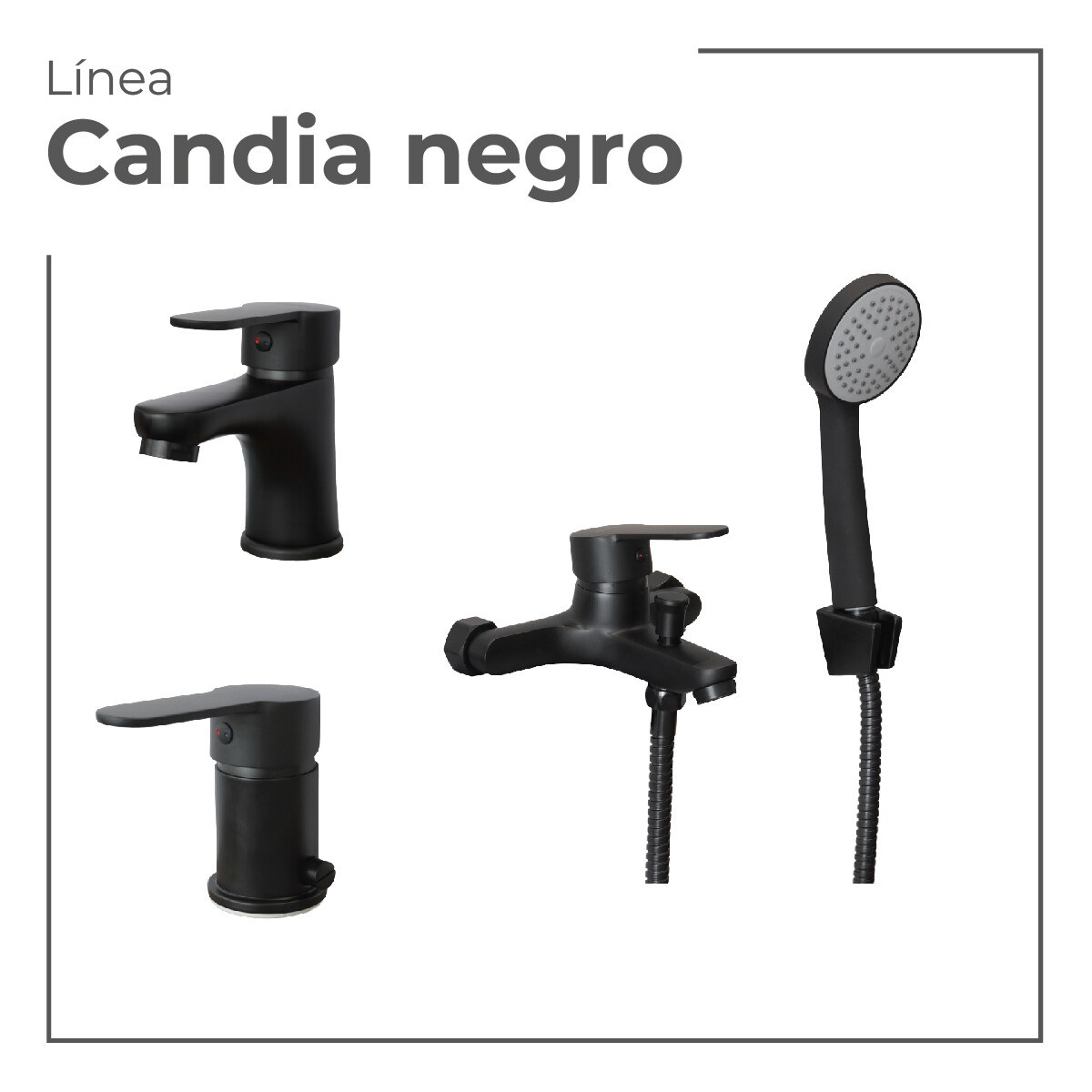 Juego De Griferia Modelo Candia Negro - Lavatorio + Bidet + Ducha 