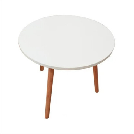 Mesa Auxiliar Bambú y Blanco 50x47cm Living Ratona Blanco