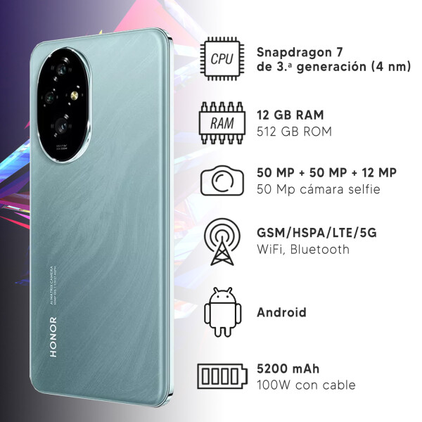 Honor 200 12/512 Gb 5g + Honor Band 9 Y Un Case Negro CEL HONOR 200 12/512 VERDE