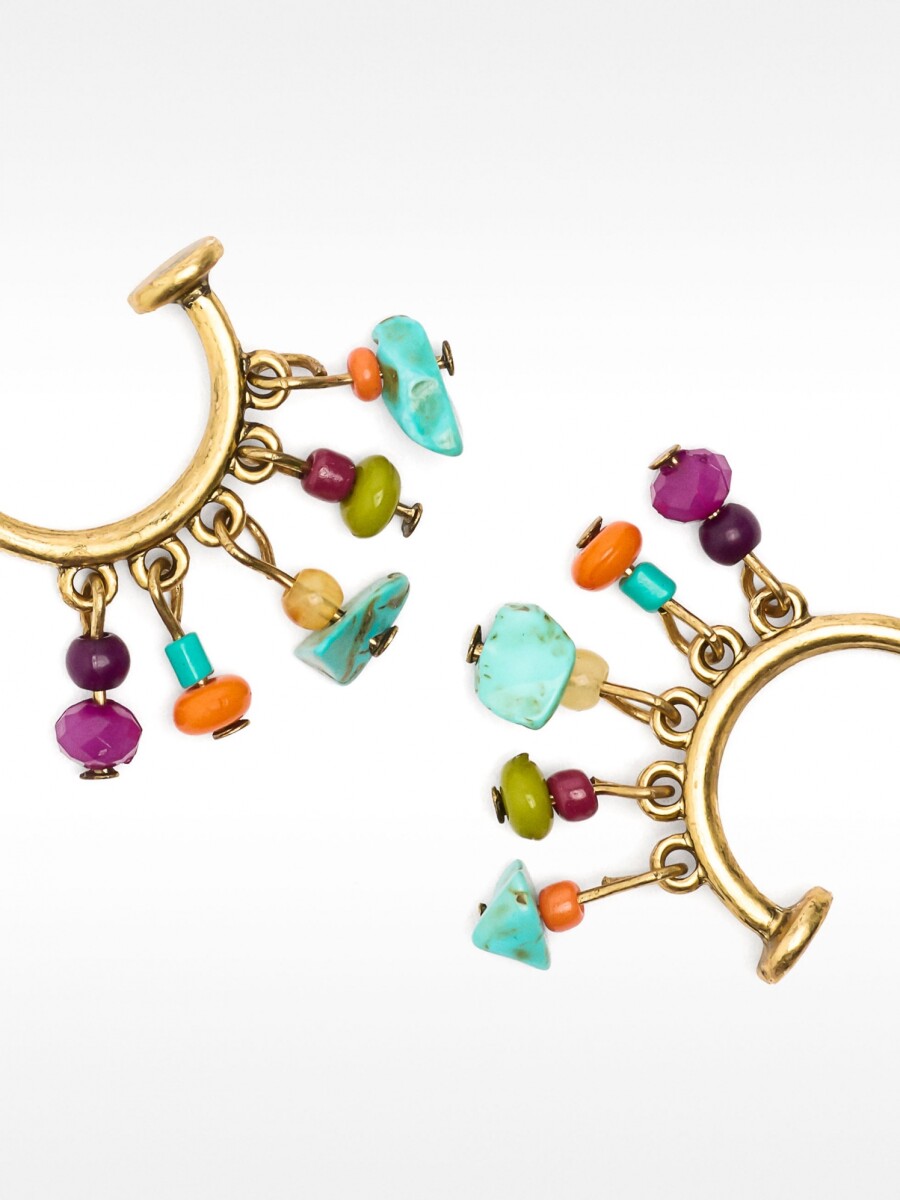 Pendientes De Aro Abiertos Con Piedras multicolor