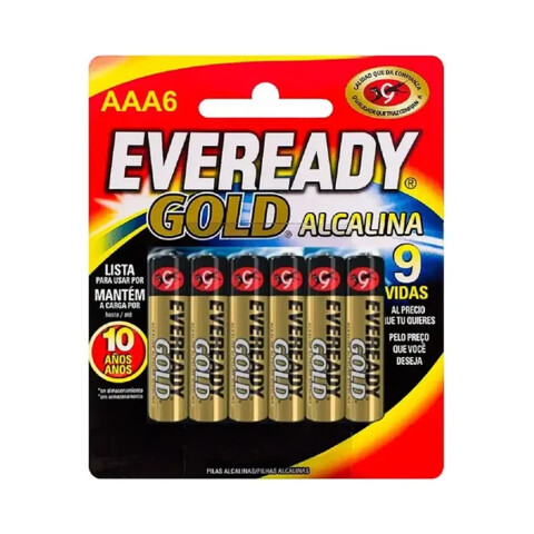 Pack x 6 Pilas AAA Alcalinas Eveready Gold U