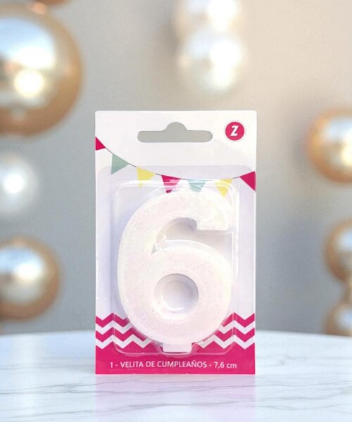 Vela grande glitter n # 6 blanco Vela grande glitter n # 6 blanco