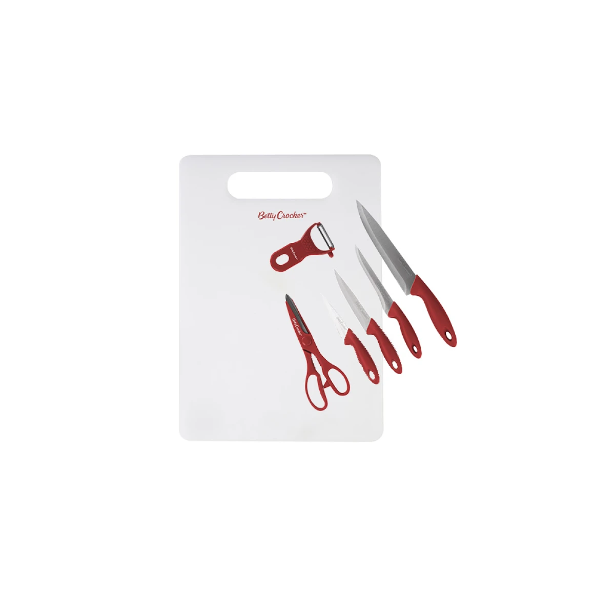 SET DE TABLA + 4 CUCHILLAS + TIJERA + PELADOR BETTY CROCKER 