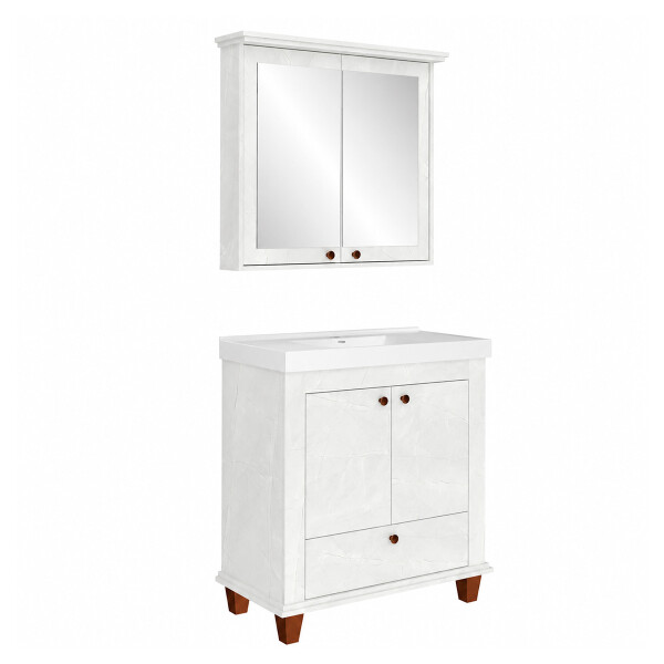 CONJUNTO DE BAÑO VALENCIA CRISTAL 80 CM / MUEBLE + BACHA + ESPEJO Conjunto De Baño Valencia Cristal 80 Cm / Mueble + Bacha + Espejo