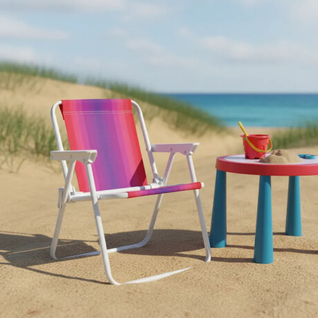 Silla Infantil Alta Acero Mor Plegable Reforzada 30kg Coral/violeta