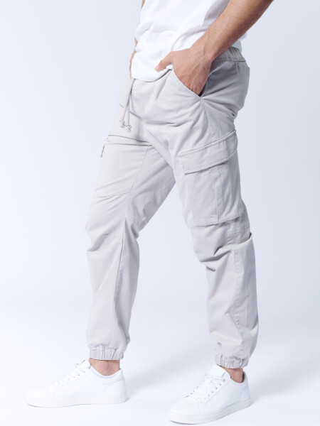 Pantalón Cargo Jogger Gris Claro