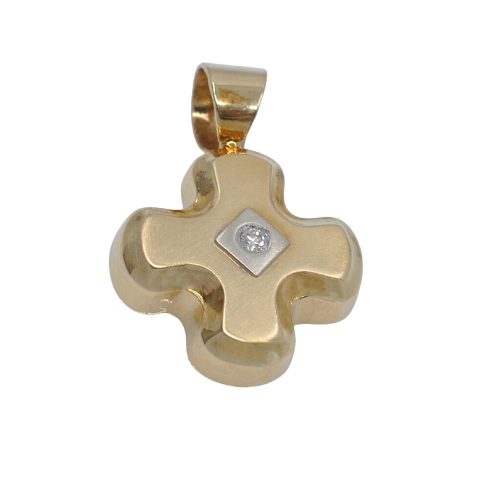 Cruz en oro 18k y brillante central Cruz en oro 18k y brillante central
