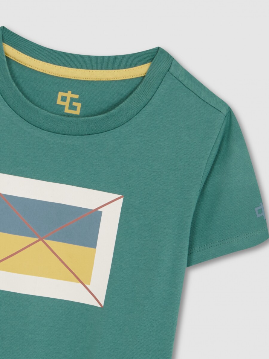 Camiseta Grafico Geometrico Verde Nuevo