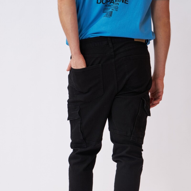 Pantalon Hom.Jean Cargo Chup.C/Cie.K.Belga Negro