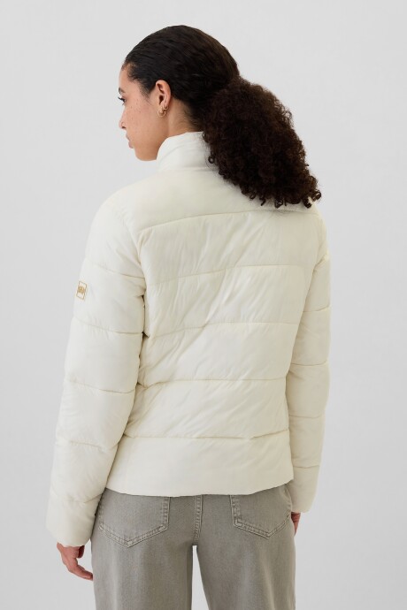 Campera Puffer Logo Gap Mujer Ivory Frost