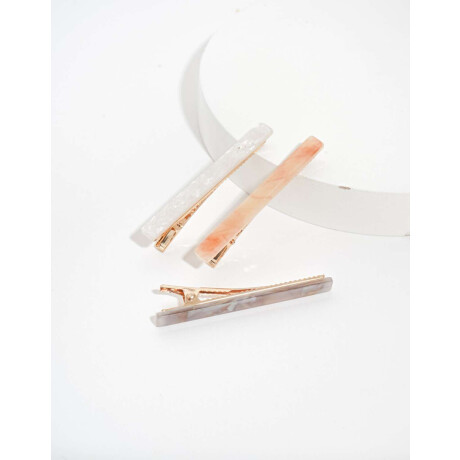 Set De Horquillas De Acrílico Combinacion Marmol