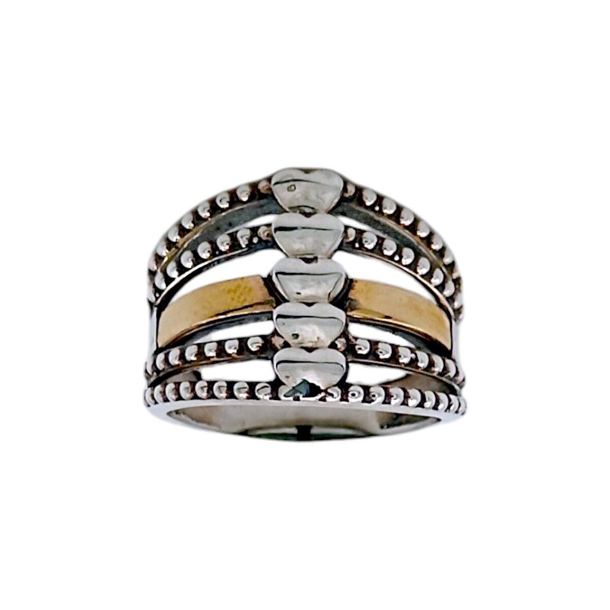 Anillo Corazón-Plata y Oro-Sin Piedra-AN5009 - sinpiedra 