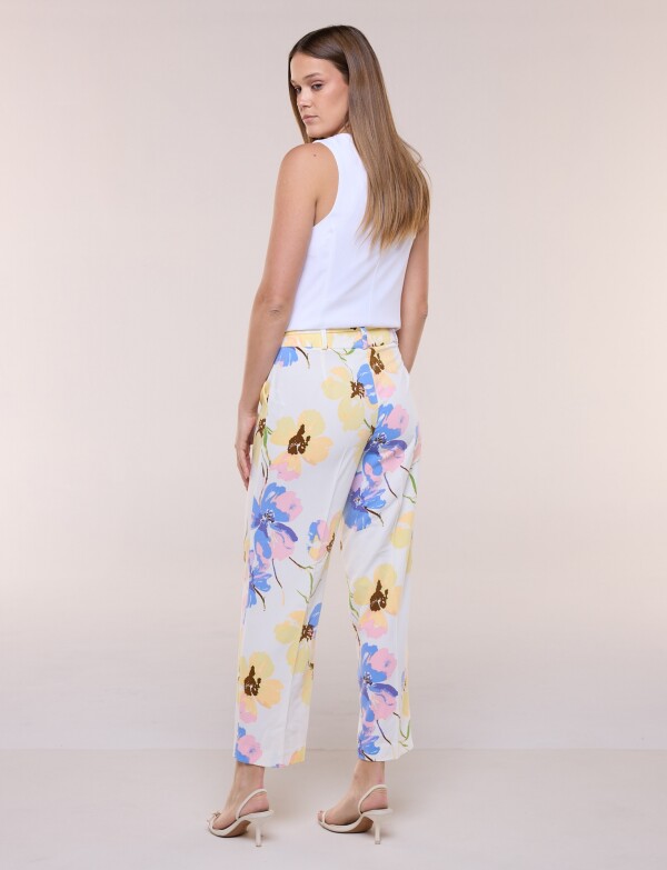 Pantalon Ankle Flores BLANCO/MULTI